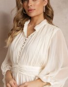 bisou's project Rochie Bej Mini cu nasturi decorativi și mânecă 3/4 Parissa