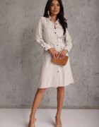 bisou's project Rochie bej Utility cu croială tip cămașă cu buzunare și cordon textil Niobella