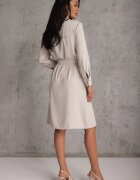 bisou's project Rochie bej Utility cu croială tip cămașă cu buzunare și cordon textil Niobella