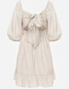 bisou's project Rochie Bejă din In și Vâscoză cu căptușeală volan și elastic în talie Alzemia