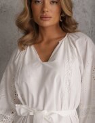 bisou's project Rochie Boho Albă din bumbac cu broderie șnur și detalii ajurate Adrirena