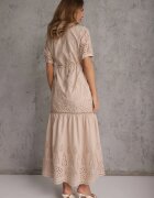bisou's project Rochie brodată bej de bumbac cu elastic în talie Ineryna