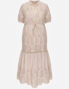 bisou's project Rochie brodată bej de bumbac cu elastic în talie Ineryna