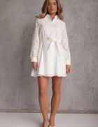 bisou's project Rochie cămașă Albă Ajurată cu cordon Faeyela