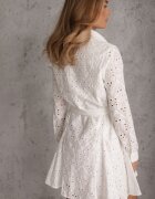 bisou's project Rochie cămașă Albă Ajurată cu cordon Faeyela