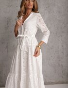 bisou's project Rochie-cămașă Albă Perforată din Țesătură de Bumbac Felicema