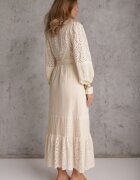 bisou's project Rochie-cămașă Bej Ajurată cu Curea din In și Viscoză Arinemes