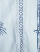 bisou's project Rochie-cămașă din bumbac cu print grecesc mozaicat și curea tip cravată Hesione Albastră