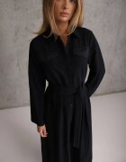 bisou's project Rochie cămașă evazată cu curea și inserții cu broderie din viscoză Nireval Bleumarin