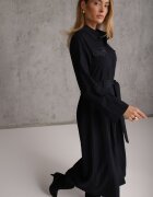 bisou's project Rochie cămașă evazată cu curea și inserții cu broderie din viscoză Nireval Bleumarin