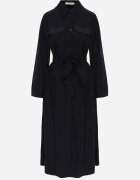 bisou's project Rochie cămașă evazată cu curea și inserții cu broderie din viscoză Nireval Bleumarin