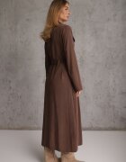 bisou's project Rochie cămașă evazată cu curea și inserții cu broderie din viscoză Nireval Maro