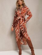 bisou's project Rochie cămașă Maro cu imprimeu zebră Maimuna