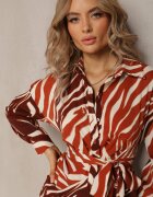 bisou's project Rochie cămașă Maro cu imprimeu zebră Maimuna