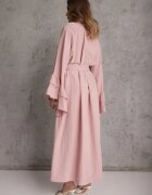bisou's project Rochie cămașă Roz din Vâscoză Decorată cu curea și volane Tinethra