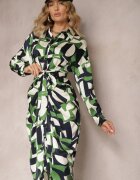 bisou's project Rochie Cămașă Verde Midi cu Curea Legată Elandrialia