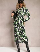 bisou's project Rochie Cămașă Verde Midi cu Curea Legată Elandrialia