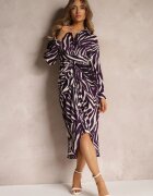 bisou's project Rochie cămașă Violet închis cu imprimeu zebră Maimuna