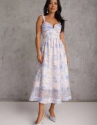 bisou's project Rochie Cloș Albastră pe Bretele Florală în Stil Romantic Callisise