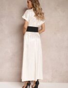 bisou's project Rochie cloș bej maxi cu mânecă scurtă și centură elastică Cruelli