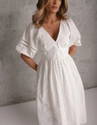 bisou's project Rochie Cloș Maxi Albă cu Inserții Ajourate din In și Bumbac Camya