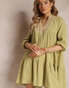bisou's project Rochie Cloș Verde Mini Decorată cu împletitură la decolteu Rufta