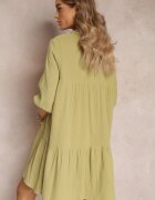 bisou's project Rochie Cloș Verde Mini Decorată cu împletitură la decolteu Rufta