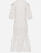 bisou's project Rochie cu nasturi din bumbac cu model floral ajurat Bamese Albă