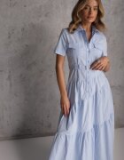 bisou's project Rochie de bumbac albastră evazată cambrată în talie Nenefia