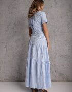 bisou's project Rochie de bumbac albastră evazată cambrată în talie Nenefia