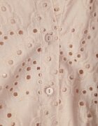 bisou's project Rochie de bumbac Bej cu croi cloș cu broderie cu nasturi și elastic în talie Lovarae
