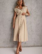 bisou's project Rochie de vară din viscoză croi cămașă fără mâneci cu curea Hedaleia Bej