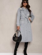 bisou's project Rochie din denim de bumbac albastră deschisă în stil cămașă cu curea și buzunare Dettia