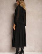 bisou's project Rochie Elegancka Neagră în Stil Vintage cu nasturi acoperiți și încrețituri Lefandia