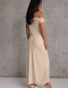 bisou's project Rochie elegantă bej deschis cu croială ajustată pe un umăr cu șlit pe picior Dimatta