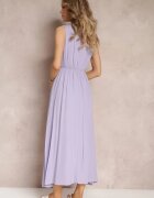bisou's project Rochie Fioletowa Evazată Maxi cu elastic în talie și nasturi decorativi din viscoză Vianna