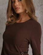bisou's project Rochie Maro Bodycon din Bumbac și Curele cu Catarame pe Lateral Esenelia