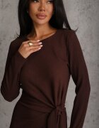 bisou's project Rochie Maro cu Croială Cambrată cu Legătură în Talie și Fente Esalarra