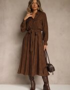 bisou's project Rochie Maro tip cămașă din Viscoză cu croială evazată cu legătură Isozera