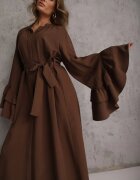 bisou's project Rochie Maro Tip Cămașă din Viscoză Decorată cu o curea și Volane Tinethra