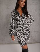 bisou's project Rochie Mini Cambrată Gri Leopard Amiffesa