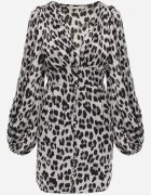 bisou's project Rochie Mini Cambrată Gri Leopard Amiffesa