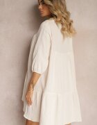 bisou's project Rochie Mini Evazată Bej Decorată cu împletitură la decolteu Rufta