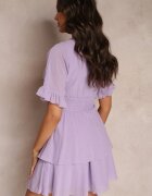 bisou's project Rochie Mini Violetă Vaporoasă cu volănașe și elastic lat în talie Olleanne