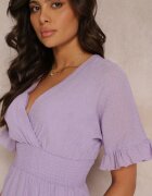 bisou's project Rochie Mini Violetă Vaporoasă cu volănașe și elastic lat în talie Olleanne