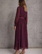 bisou's project Rochie Mov închis Plisată Maxi cu Dantelă și Curea Venila