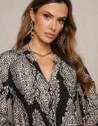 bisou's project Rochie Neagră Cloș Maxi cu imprimeu fantezist Abhik