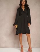 bisou's project Rochie Neagră cu croială evazată cu pliseuri și încrețituri Alaretia
