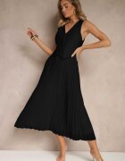 bisou's project Rochie Neagră din Viscoză cu Pliuri și Vestă Încorporată Silitha