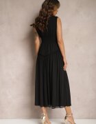 bisou's project Rochie neagră evazată lungă cu nasturi cu croială cambrată Jovitta